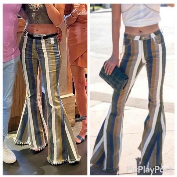 Altar'd State Multicolor Striped Flare Bell Bottom Jeans Size XS - Picture 15 of 15